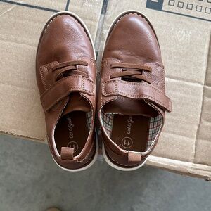 Cat & Jack Brown Leather-Look Kids Sneakers with Hook-and-Loop Strap